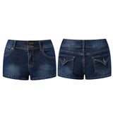 Women's Mini Jean Shorts with Pockets Low Rise Stretchy Denim Shorts Summer Sexy Casual Stylish Slim Fit Hot Short Pants