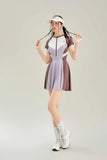 New Sports One-piece Fashionable Swimsuit for Women, Color Blocked High Waist, Belly Covering, Slimming Skirt, Vacation Swimsuit