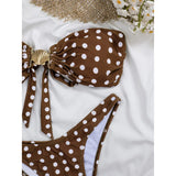 3PCS With Sarong Polka Dots Bandeau Bikini Women Swimwear Female Swimsuit Three-Pieces Bikini Set Bather Bathing Suit Swim V8189