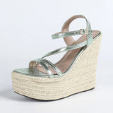 2026 New Big Size 43 Summer Bohemain Espadrilles Wedges Sandals Women High Heels Shoes  Ankle Strap Platform Sandals