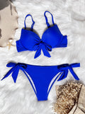 DEKA Sexy Solid Push Up Bikini Set Front Bow Knot Swimsuit Women Sexy Halter Two Piece Beachwear Bathing Suit Swimwear Biquini