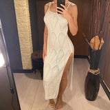 S - XL Backless Hollow Out Crochet Knitted Tunic Beach Cover Up Cover-ups Beach Dress Beach Wear Beachwear Female Women V6347