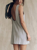 2025 Summer Mini Dress New Women's Clothing Fashion Elegant Loose Vestidos Vacation Solid Color Female Sleeveless Vest Dresses