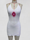 Hollow Out Halter Backless Crochet Knitted Tunic Beach Cover Up Cover-ups Beach Dress Beach Wear Beachwear Female Women K7022