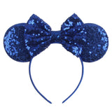 Disney Mickey Mouse Ears Leopard Print Headbands for Girls Baby Women Sequins 5"Bows Hair Accessories Adults Hairbands Kids Gift