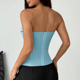 Spring Summer Women's Tank Top 2026 New Sexy Strapless Crop Top Fashion American Style Fishbone Corset Lady Night Club Camisole