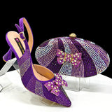 Doershow  African fashion Italian Shoes And Bag Sets For Evening Party With Stones coffee Italian Handbags Match Bags! Ho1-1