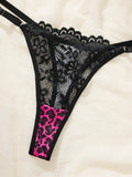 Rose Red Leopard Print Sexy Lingerie Set-See-Through Bra Set-Fashionable Women's Lingerie-Exquisite Intimate Underwear ZA825182