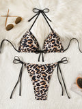 ZTVitality Sexy Leopard Push Up Bikini Set 2026 New Arrival Biquini Halter Bandage Swimsuit Women Swimwear Summer Beachwear