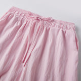 Fashion Women's Loose Shorts Drawstring Elastic Waist Lace Trim Wide Leg Mid Pants Summer Casual Lounge Out Going Shorts