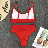 S - XL Sexy Female Swimsuit High Waist Bikini Women Swimwear Two-Pieces Bikini Set Bather Ribbed Bathing Suit Swim Lady V2375