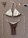 Sexy Black Polka Dot Print Bikini Set Women Pearls Push Up Bra Thong Swimwear 2026 Summer Bathing Suit Holiday Micro Swimsuit