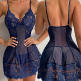 Transparent Sexy Underwear Women Nightdress Teddy Suspender Night Dress Erotic Set Plus Size Deep V Dress Hot Lingerie &Thong