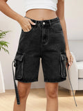 Women Cargo Denim Shorts Casual Summer Loose Solid Colors Jean Short Pants for Vacation Beach Club Streetwear