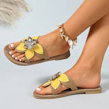 Shoes for Women Summer Fashion Slip on Round Toe Non-slip Flats Sandals Casual Beach Sandals