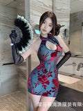 Sexy Homewear Playful Dress High-end Wrap Hip Backless Deep V Suspenders Sleeveless Hanging Neck Dress Pure Desire Charming GHHL