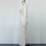 3 Colors Long Sleeve Cut Out Crochet Knitted Tunic Beach Cover Up Cover-ups Beach Dress Beach Wear Beachwear Female Women K6536