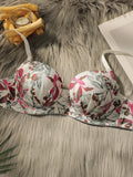 Hot Selling Women's Cute Rinted Pattern Underwear Set Gathering Push Ups Thin And Comfortable Close Fitting Bra Set A2134