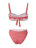 2026 Trendy Swimwear – Chic Red & White Plaid Bikini with Feminine Charm Perfect for Beach Wear and Pool Parties Summer Getaway