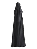 Foridol Halter Satin Dress Women Sexy Backless Burgundy summer spring Dress Elegant Maxi Long Party Dress Christmas Vestidos
