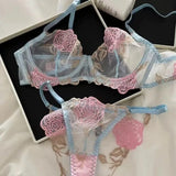 Pure Desire French Lace Bra Set Rose Embroidery Minimizer Wireless Comfort Support Full Bust Anti Sagging Breathable No Show USA