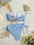 XS - XL Bandeau Wrinkled High Cut Bikini Women Swimwear Female Swimsuit Two-pieces Bikini Set Shell Bather Bathing Suit Swim