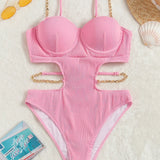 Sexy Ribbed Underwired Bra Cup Female Swimwear One Piece Swimsuit Women Backless Monokini High Cut Bathing Suit Swim Bodysuit