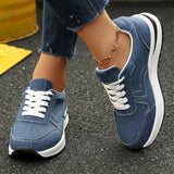 Comfortable Platform Denim Sneakers for Women Plus Size 43 Lace-Up Women's Sports Shoes Lightweight Non Slip Walking Shoes Woman