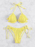 2026 Halter String Bikini Solid Push Up Swimsuit Women Sexy Swimwear Female Bathers Bathing Swimming Swim Suit Beachwear