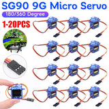 1-20pcs SG90 Servo motor micro 9g 180 360 degree mount SG90 kit without metal gear pro RC Car Toy Airplane Arduino  DIY