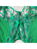 Toucheart Sexy Lingerie Embroidery Printing Bra Garters Set For Women Mesh See- Through Hollow Out Exotic Sexy Underwear Suit