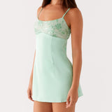 Women Stylish Sequin Flower Embroidered Square Neck Spaghetti Strap Dress Solid Color Party Club Mini Cami Dresses