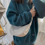 1pc Women Large Color Solid Nylon Half Moon Daily Street Fanny Pack Waist Bag Capacity Travel Crossbody