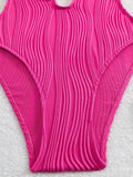 Sexy Halter V Neck Wrinkled Female Swimwear One Piece Swimsuit Women Backless Monokini High Leg Cut Bathing Suit Swim Beach Wear