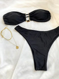 Women Bikini Sets Two Pieces Swimsuit Female Metal High Waist Sexy Bikini Bathing Suit Monokini Swimwear Women Biquini Bakini