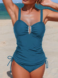 2026 Strappy Two Pieces Swimsuit Women U-wire Drawstring Swimwear Female Solid Bathers Bathing Swimming Swim Suit Beachwear