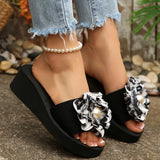 Fashion Leopard Print Wedges Sandals Women Lightweight Thick Sole Beach Slippers Woman Plus Size 42 Non Slip Summer Sandles