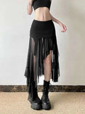 Sexy Irregular Y2K Skirts Women Vintage American High Waist Slim Slit Long Skirt Casual Lady Streetwear Retro Summer Skirts XGM8