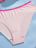 Letter Trim Women's Underwear Set Solid Push Up Bra Soft Seamless Female Panties Fashion Daily Sexy Lingerie