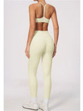 New Yoga Suit Women Color Blocked V-neck I Shape Sports Bra Fitness Clothes Summer Tight Running High Waist Leggings Tracksuit