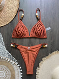 2026 Summer Sexy Bikini Set Women Swimwear Chic Bead Sling Bra Thong Swimsuit Micro Bikini Fashion Brazilian Beach Bathing Suit