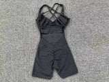 Adjustable double straps Open back  V shape back design Scrunch butt No front seam Flatlock Inseam  Removable pads BODYSUIT