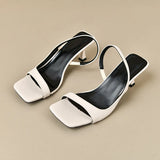 2026 New Women's Summer New Fashion Square Toe Simple Solid Color Sandals Outdoor Open Toe Casual Banquet Party Women's Sandals