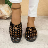 2025 New Women Fashion Slippers Summer Platform Shoes Soft PVC Slip-on Sandals Breathable Cut-out Ladies Beach Street Slides