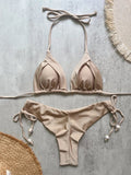 New Solid Color Bikini Set 2026 Women's Swimsuit Hanging Neck Rope Split Swimsuit 2-piece Set Summer Beachwear