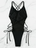2025 Sexy Criss Cross Backless Female Swimwear One Piece Swimsuit Women Monokini High Leg Cut Bather Bathing Suit Swim Beachwear