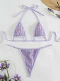 Shiny PU Bikini Extreme Mini Micro Thong Bikinis Female Swimsuit Women Swimwear Two-pieces Bikini Set Halter Bathing Suit Swim
