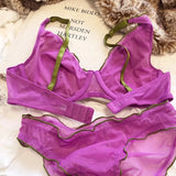 Elegant French Design Minimizer Bra Fashion Triangle Cups Structural Support Ultra Thin Soft Mesh Lingerie Set MOYISU Sexy Tushy