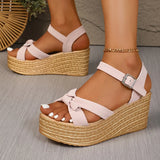 Summer Chunky Platform Sandals Women Plus Size 43 Ankle Buckle Wedge Heels Sandals Woman Thick Bottom Gladiator Sandalias Mujer