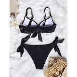 XS - XL Knotted Push Up Bikini Swimsuit Female Swimwear Women Two-pieces Bikini Set With Bra Cup Bather Bathing Suit Swim V3992